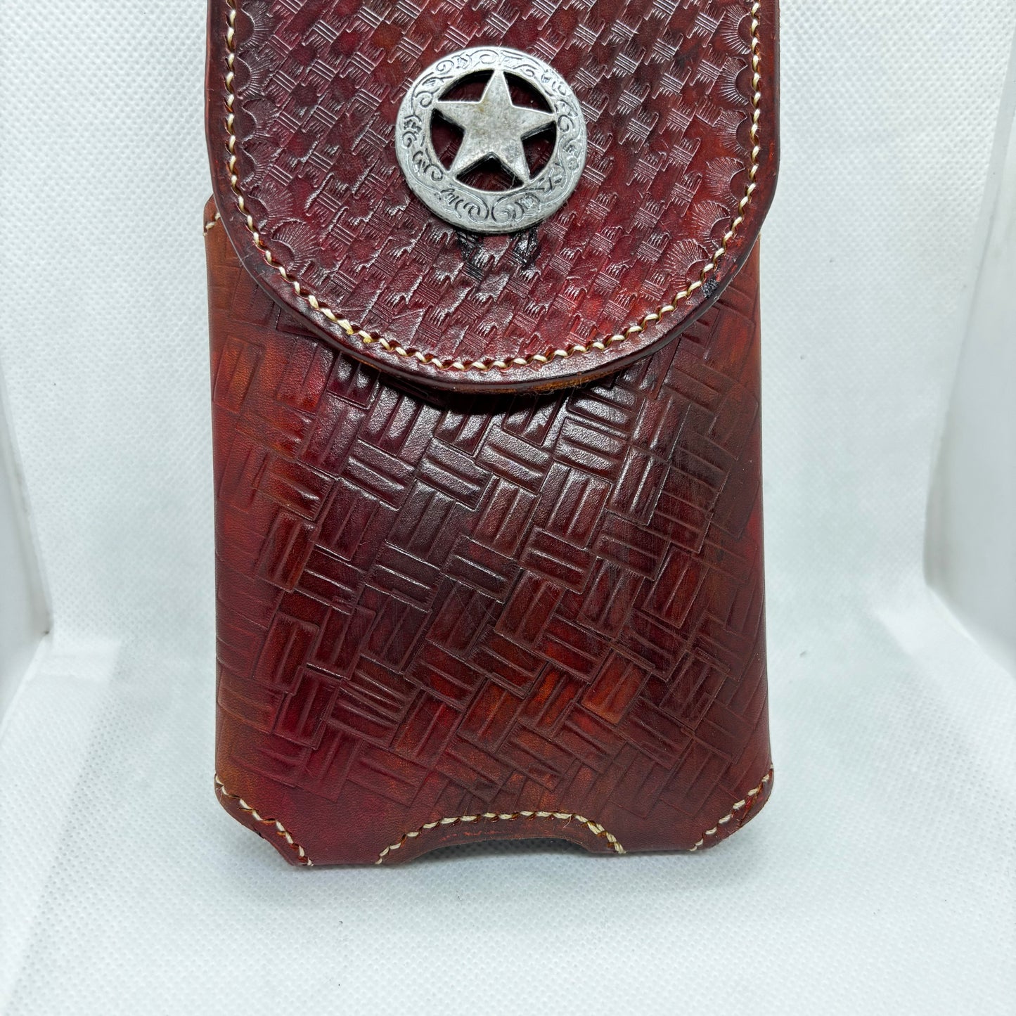 7" LONE STAR LEATHER HOLSTER BROWN STAR POUCH EXTRA LARGE  BELT LOOP CLIP CELL PHONE CASE UNIVERSAL HANDMADE #EH13808