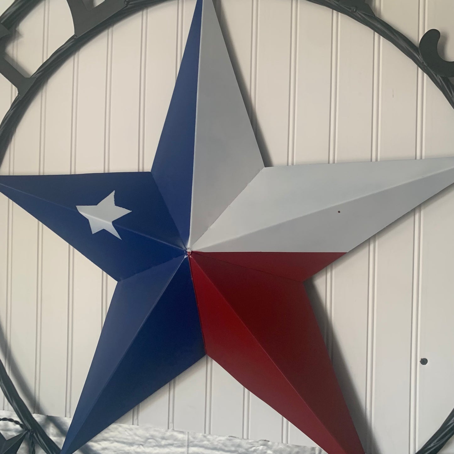 TEXAS 2022 STYLE CUSTOM NAME BARN STAR METAL LONESTAR 3d TWISTED BLACK ROPE RING WESTERN HOME DECOR   HANDMADE 24",32",36"