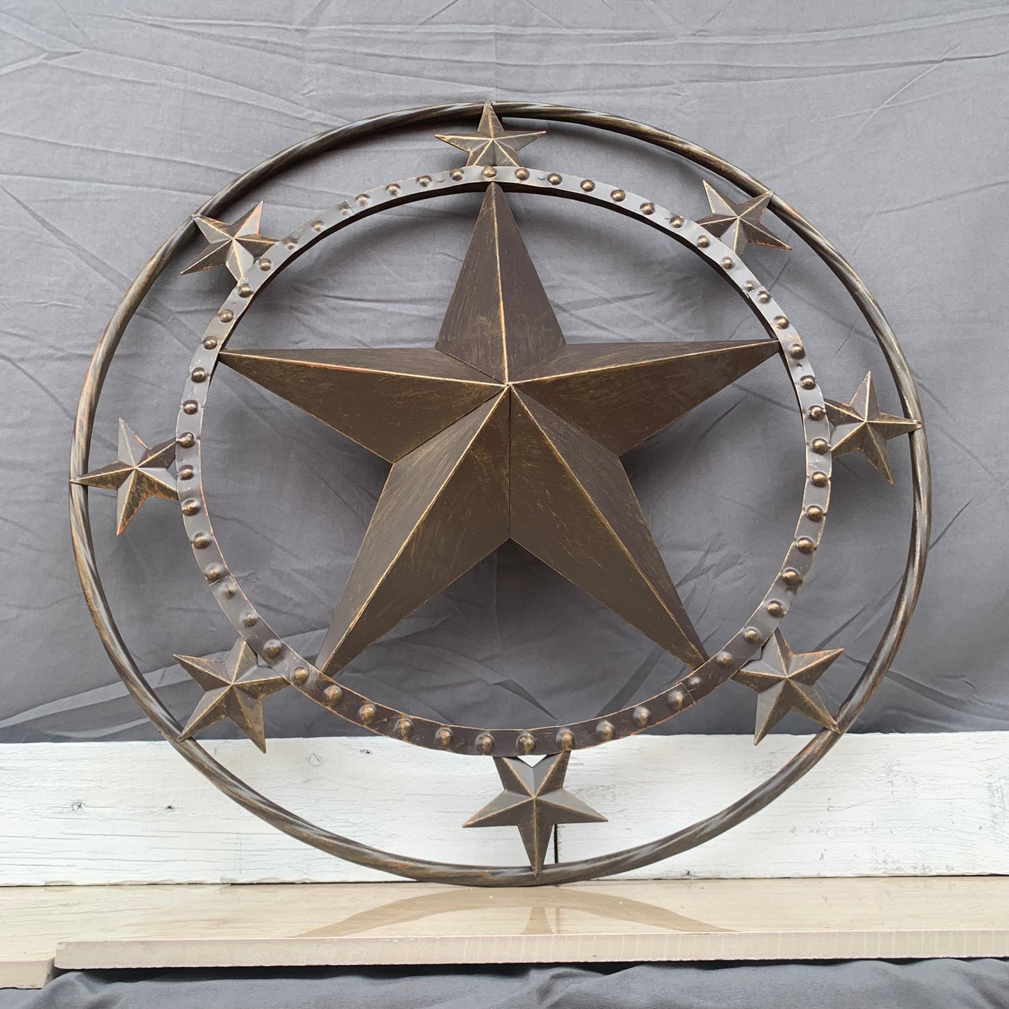 24" MULTI STAR BEADED COLIBROX BARN STAR METAL LONESTAR WESTERN HOME DECOR HANDMADE RUSTIC DARK BRONZE NEW