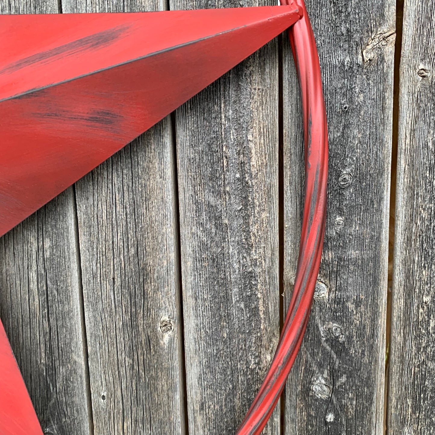 RED DISTRESSED STAR TWO TONE TEXTURE BARN STAR METAL LONESTAR TWISTED ROPE RING WESTERN HOME DECOR HANDMADE NEW #EH12958