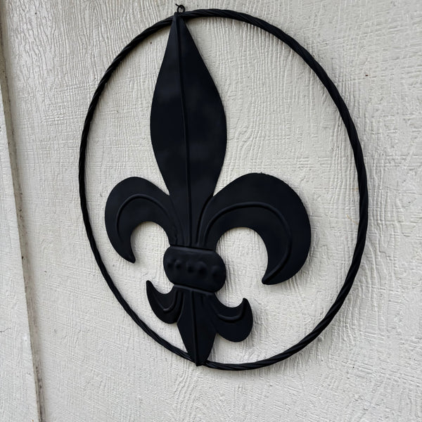 FLEUR DE LIS BLACK FLAT METAL WALL ART SIGN WESTERN HOME DECOR HANDMADE NEW 12",18",24",32"