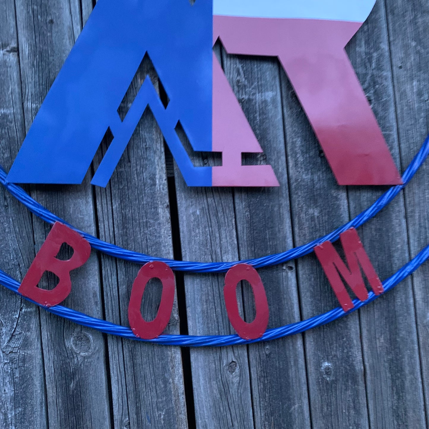 #EH11299 CUSTOM NAME XR ROOFING STYLE SIGN RED,WHITE & BLUE TEXAS FLAG LOGO HANDMADE