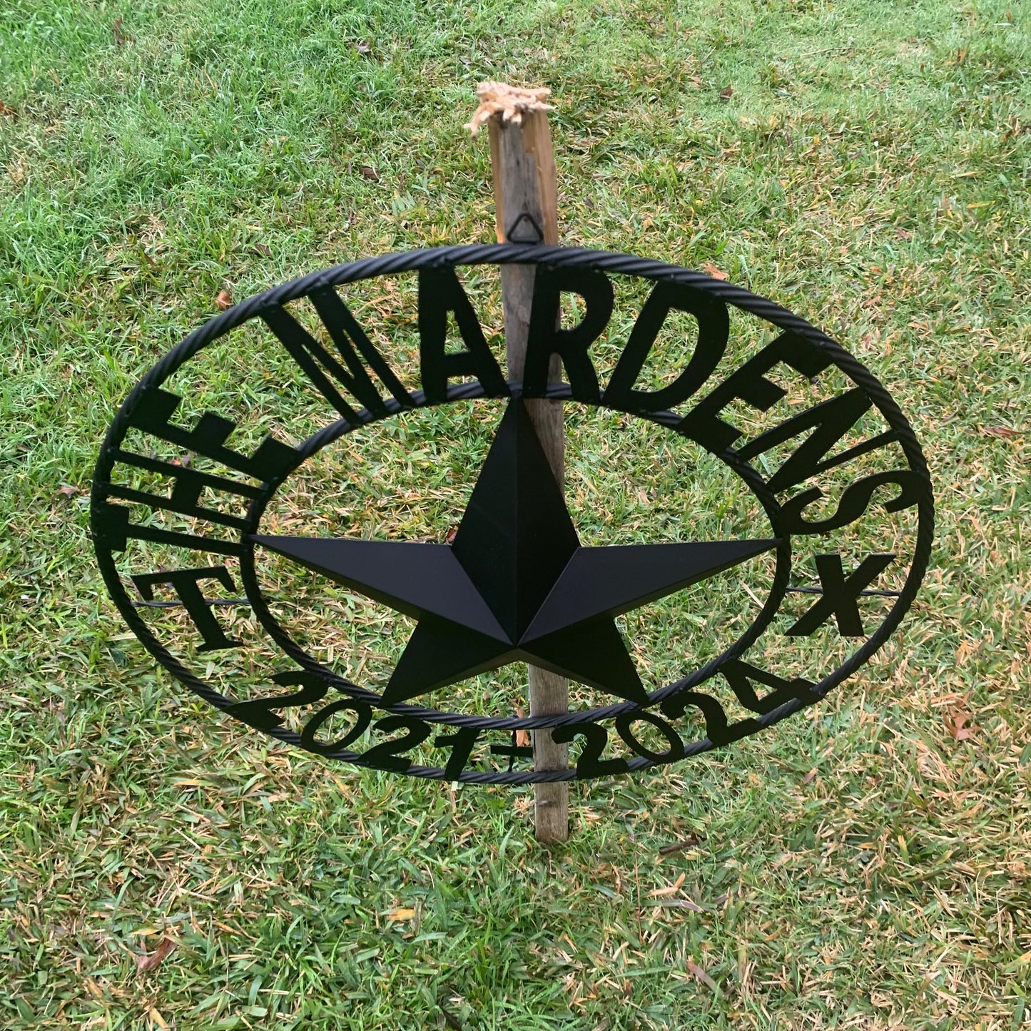 MARDENS STYLE CUSTOM NAME STAR BARN METAL STAR 3d TWISTED ROPE RING WESTERN HOME DECOR RUSTIC BLACK HANDMADE 24",32",36",50"