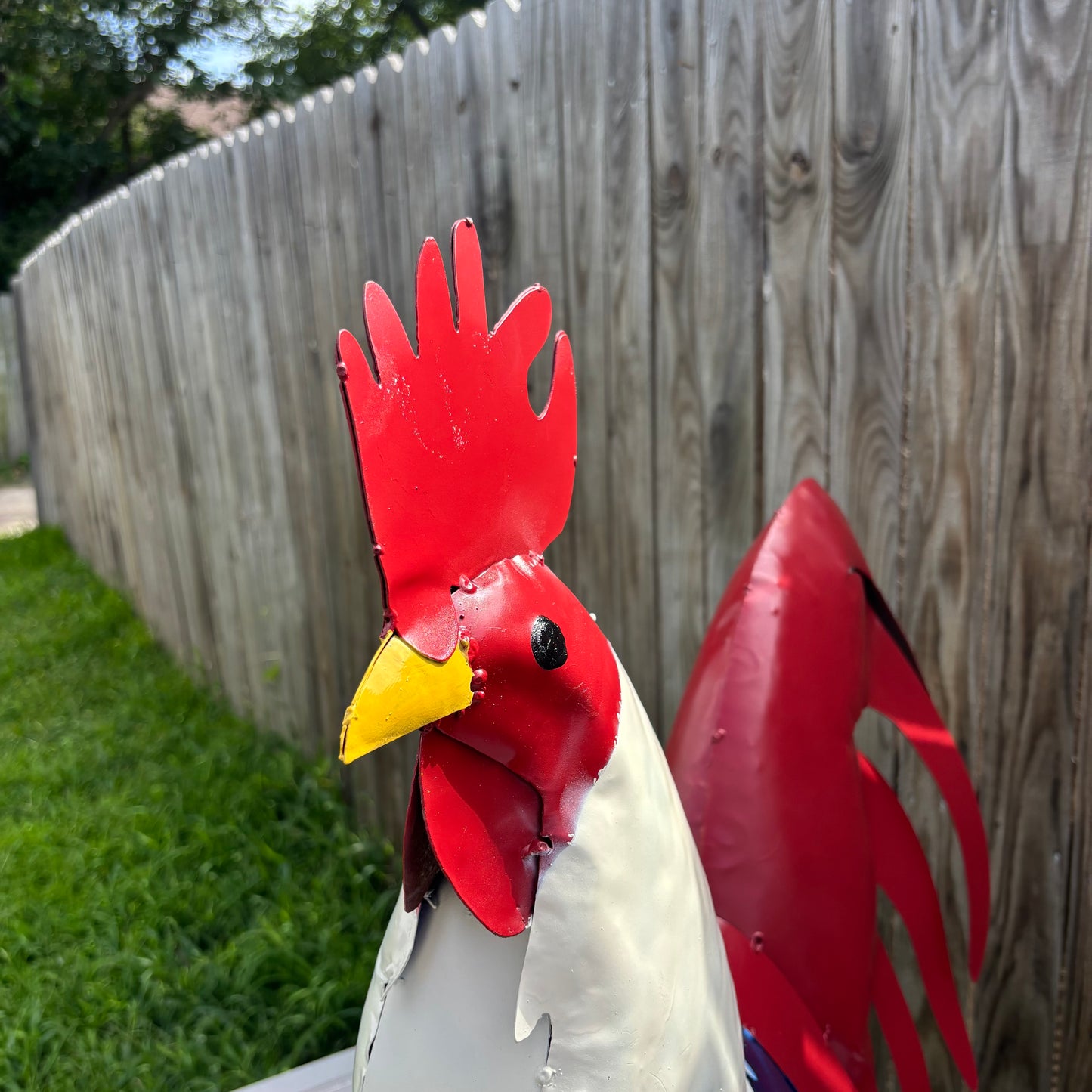 ROOSTER RED WHITE BLUE PATRIOTIC GARDEN METAL SCULPTURE WESTERN HOME DECOR ORNAMENT HANDMADE #34-003 18",30",40"