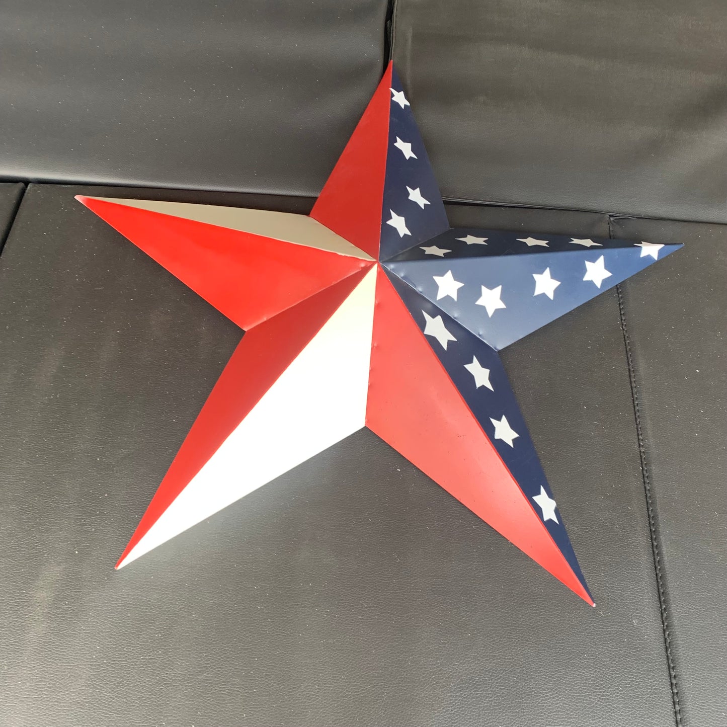 16",24",30",36" USA AMERICAN FLAG STAR RED WHITE & BLUE METAL BARN STAR STYLE# 6 HANDMADE #EH13523