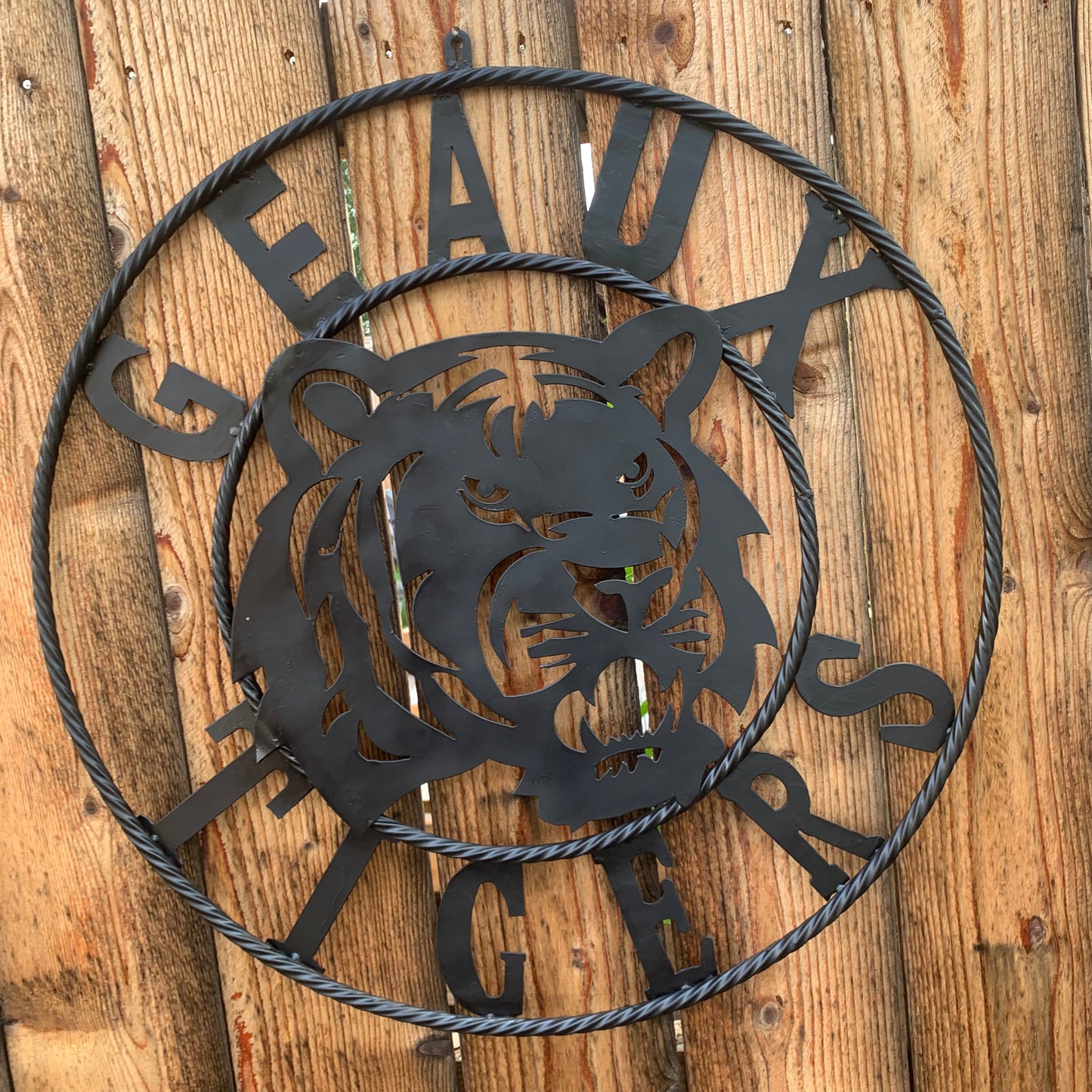 GEAUX TIGERS BLACK CUSTOM METAL VINTAGE CRAFT SIGN TEAM HANDMADE