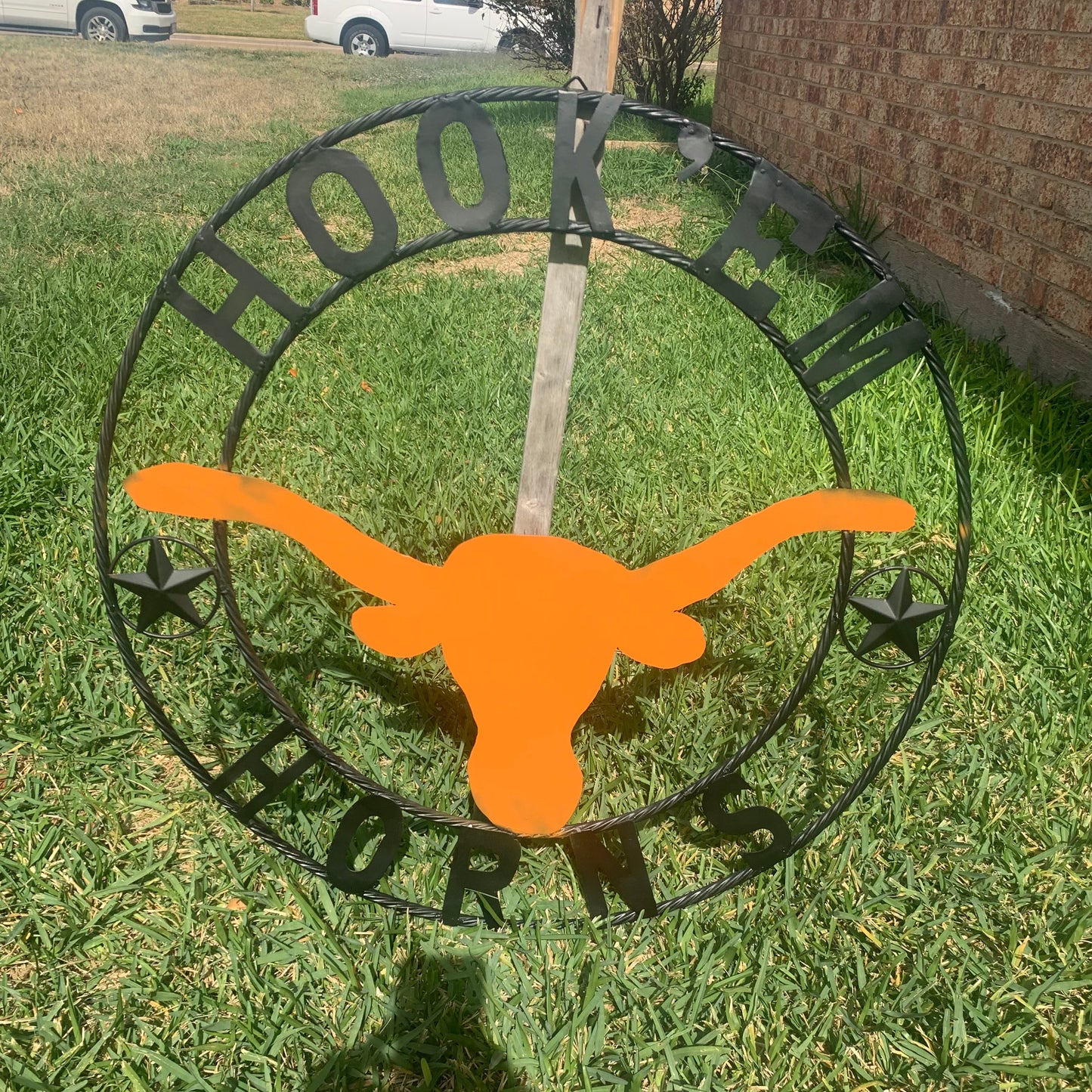 HOOKEM HORNS WITH LONE STAR TEXAS LONGHORNS HOOK EM METAL CUSTOM VINTAGE CRAFT WALL ART TEAM SIGN HANDMADE