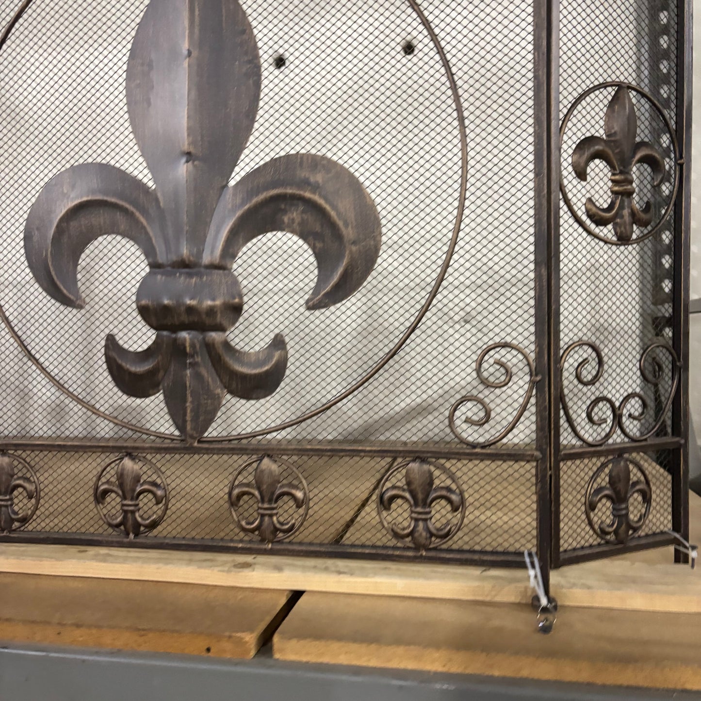 FLEUR DE LIS METAL FIREPLACE SCREEN 39" X 32.25" WESTERN HOME DECOR HANDMADE #EH80006