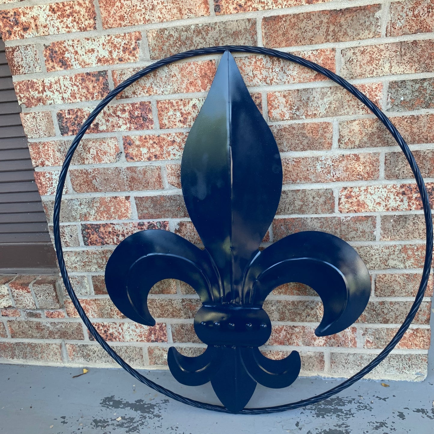 NAVY BLUE 24",36" FLEUR DE LIS METAL WALL ART SIGN WESTERN HOME DECOR HANDMADE NEW #EH10764