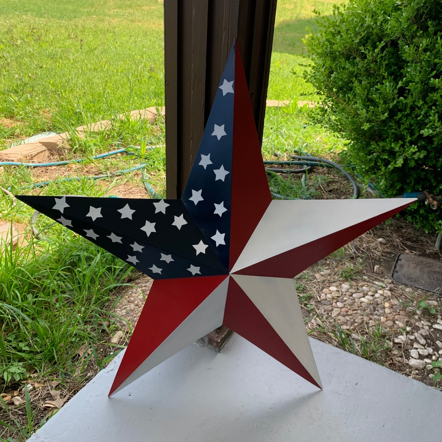 USA FLAG STAR STYLE# 5 RED WHITE & BLUE AMERICANA METAL BARN STAR WALL ART HANDMADE TO ORDER NEW #EH13380