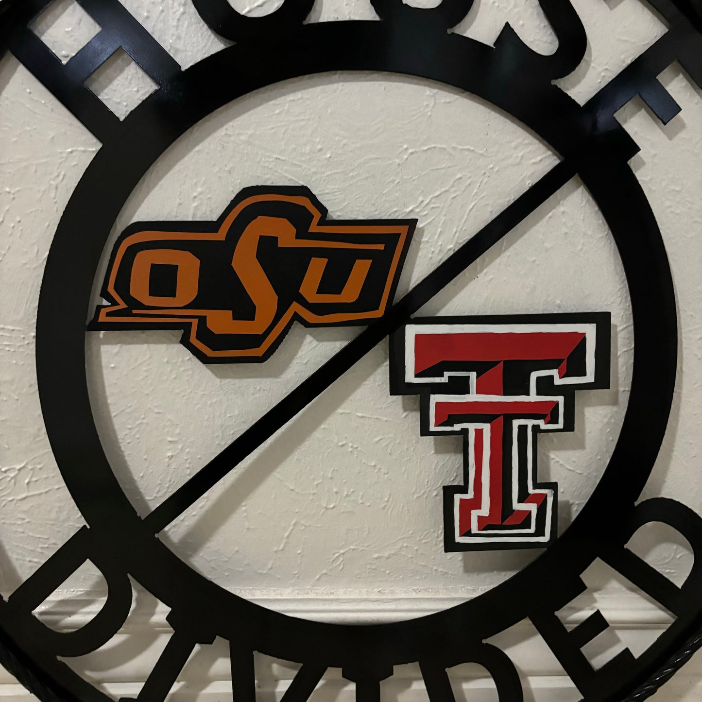 HOUSE DIVIDED OSU & TECH CUSTOM VINTAGE METAL CRAFT WALL ART RUSTIC TEAM SIGN HANDMADE 18",24",32",36
