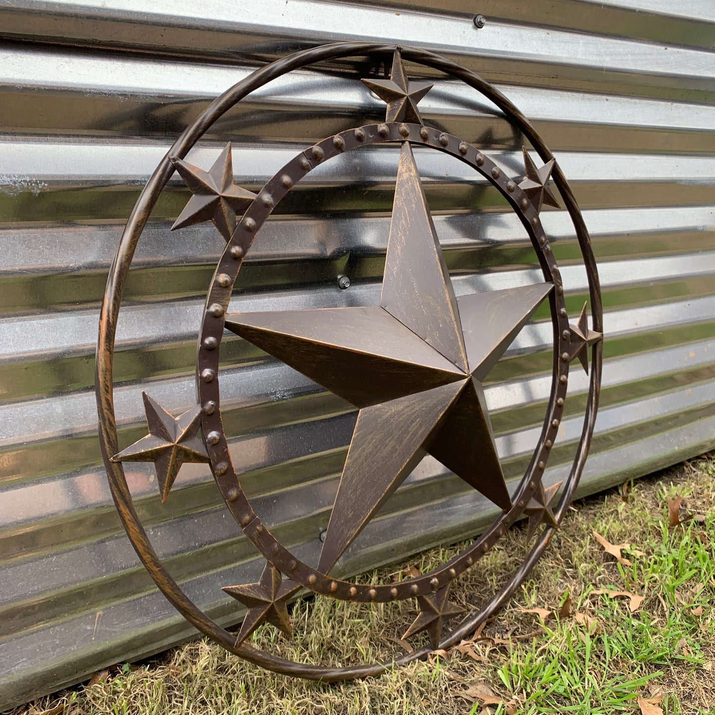 24" MULTI STAR BEADED COLIBROX BARN STAR METAL LONESTAR WESTERN HOME DECOR HANDMADE RUSTIC DARK BRONZE NEW