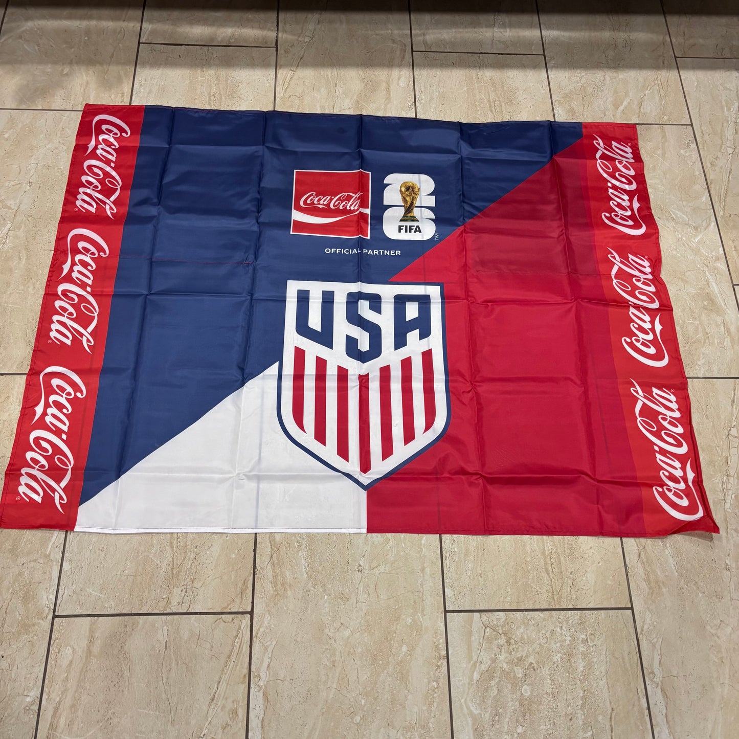 FIFA WORLD CUP 2026 USA COCACOLA FLAG 3ft x 4ft GENUINE LICENSES WESTERN HOME DECOR  #EH13732