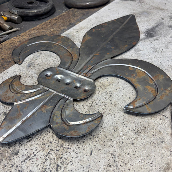 FLEUR DE LIS  CUSTOM RAW METAL UNPAINTED NO RING WALL ART SIGN WESTERN HOME DECOR HANDMADE NEW 12",18",24",32"