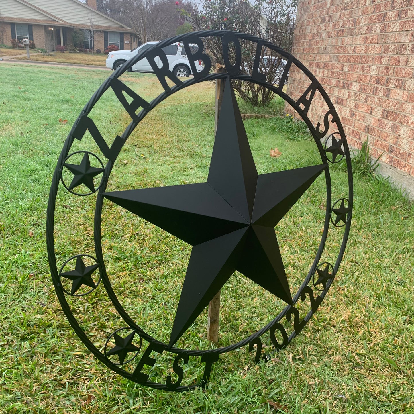 ZARBOLIAS STYLE CUSTOM NAME STAR BARN METAL STAR 3d TWISTED ROPE RING WESTERN HOME DECOR RUSTIC BLACK HANDMADE 24",32",36",50"