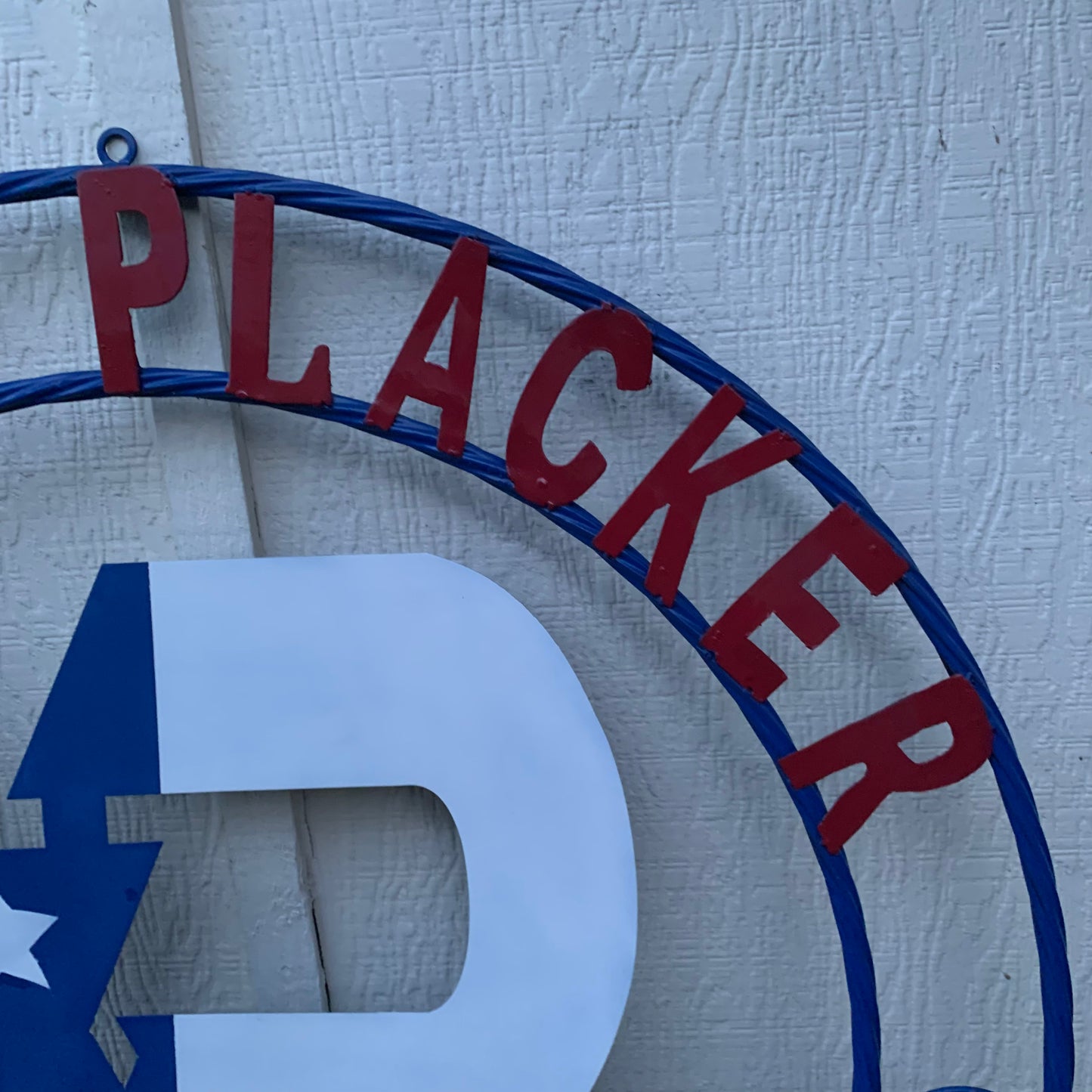 #EH11299 CUSTOM NAME XR ROOFING STYLE SIGN RED,WHITE & BLUE TEXAS FLAG LOGO HANDMADE