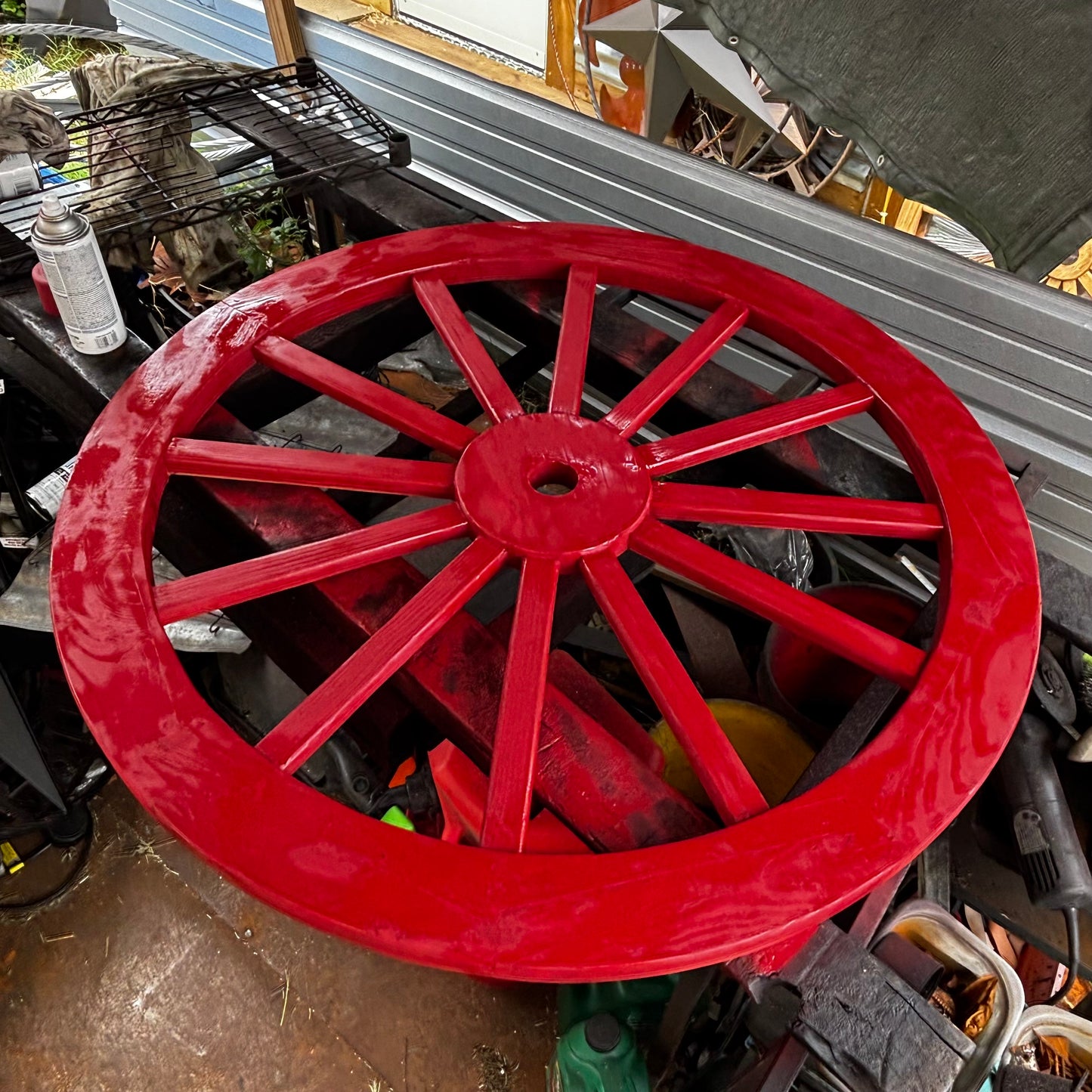 RED WAGON WHEEL WOOD DECOR WESTERN HOME DECOR HANDMADE CRAFT 24",36",48", 60",72"