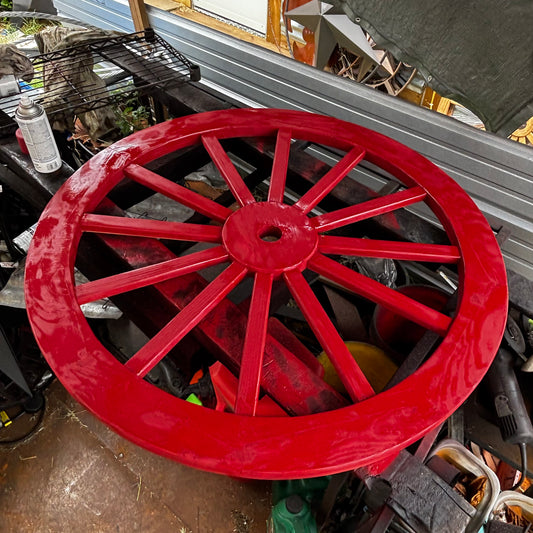 RED WAGON WHEEL WOOD DECOR WESTERN HOME DECOR HANDMADE CRAFT 24",36",48", 60",72"