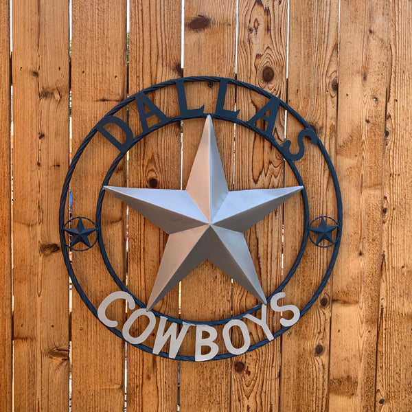 DALLAS COWBOYS SILVER & NAVY BLUE BARN STAR CUSTOM METAL VINTAGE LONESTAR WESTERN HOME DECOR HANDMADE 24",32",36",40",42",44",46",48",50" (Copy)