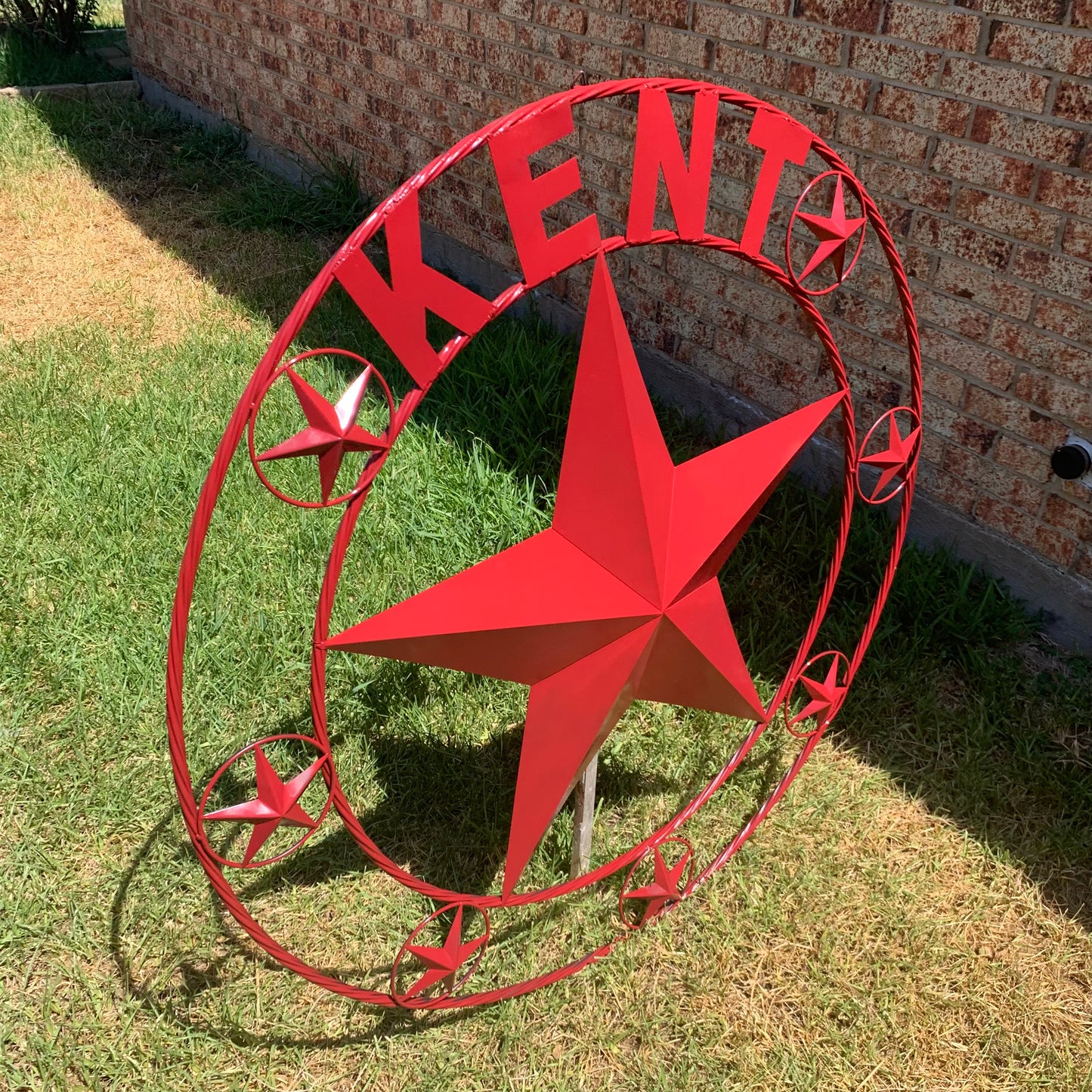 KENT STYLE YOUR CUSTOM STAR METAL NAME RUSTIC BURGUNDY RED CUSTOM 3d STAR METAL NAME BARN STAR TWISTED ROPE RING DESIGN METAL WALL ART HOME DECOR ANY SIZE