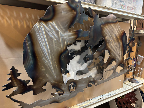 40" DOUBLE BEAR WALL LIGHT METAL ART ELECTRIC LAMP WESTERN HOME DECOR NEW LIGHTING #RA8953