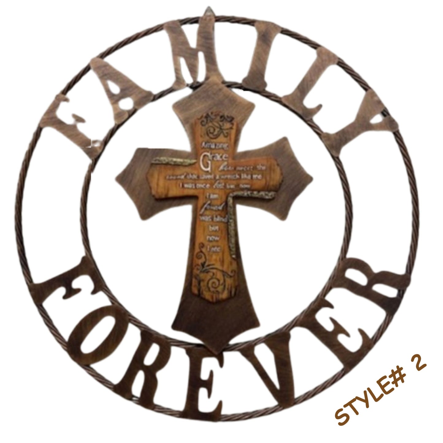 AMAZING GRACE FAMILY FOREVER CROSS 25" METAL BARN WALL CROSS WESTERN HOME DECOR HANDMADE NEW #EH13172