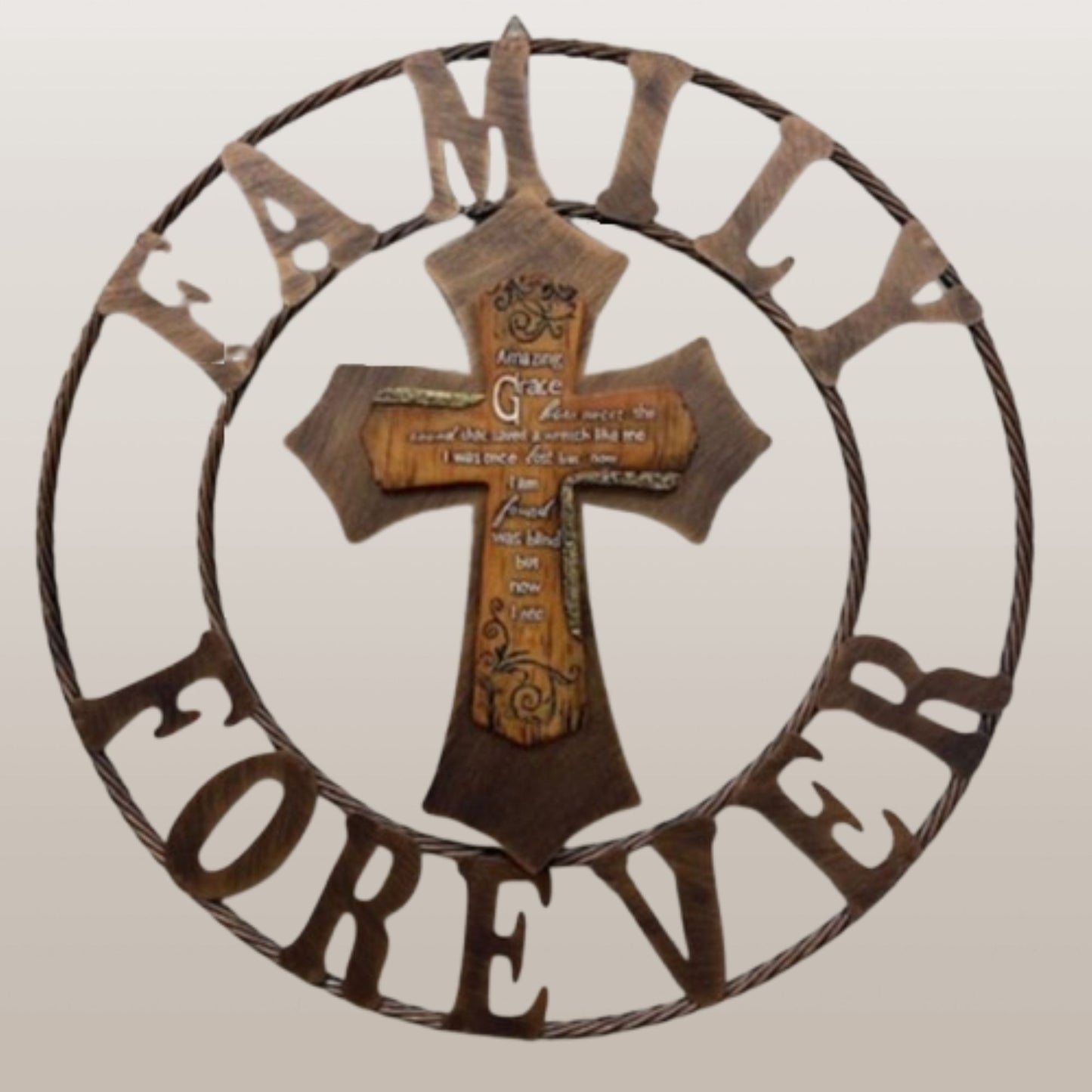AMAZING GRACE FAMILY FOREVER CROSS 25" METAL BARN WALL CROSS WESTERN HOME DECOR HANDMADE NEW #EH13172