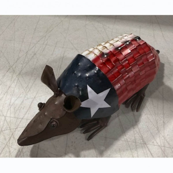 TEXAS FLAG ARMADILLO GARDEN ANIMAL SCULPTURE YARD ART METAL DECOR ORNAMENT PATRIOTIC DECOR HANDMADE #EH128900