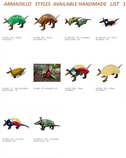 11" ARMADILLO GARDEN SCULPTURE TEXAS FLAG YARD METAL ORNAMENT PATRIOTIC DECOR WESTERN HOME DECOR HANDMADE #EH13192