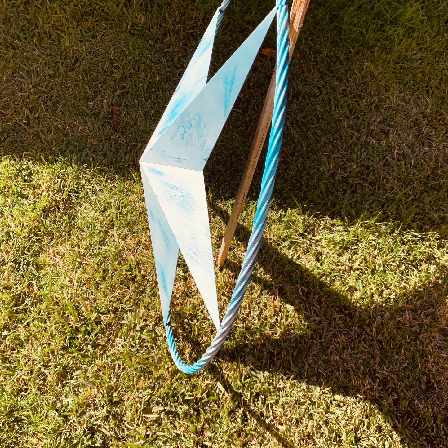 #EH11219 TURQUOISE WHITE DISTRESSED STAR TWO TONE TEXTURE BARN STAR METAL LONESTAR TWISTED ROPE RING WESTERN HOME DECOR HANDMADE NEW