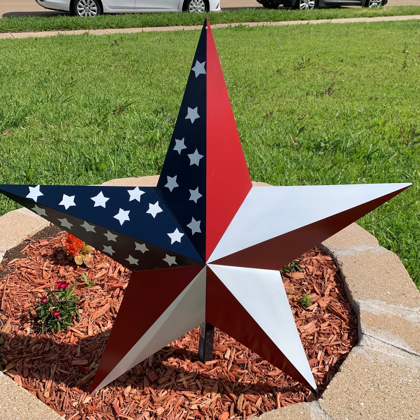 USA FLAG STAR STYLE# 5 RED WHITE & BLUE AMERICANA METAL BARN STAR WALL ART HANDMADE TO ORDER NEW #EH13380