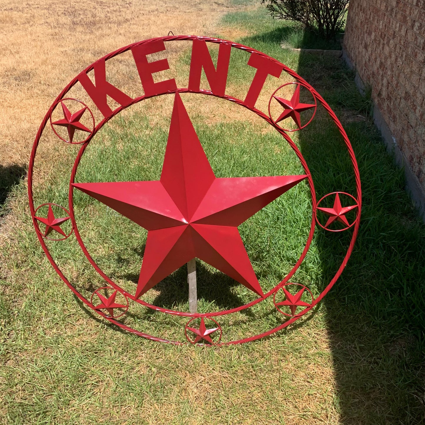 KENT STYLE YOUR CUSTOM STAR METAL NAME RUSTIC BURGUNDY RED CUSTOM 3d STAR METAL NAME BARN STAR TWISTED ROPE RING DESIGN METAL WALL ART HOME DECOR ANY SIZE