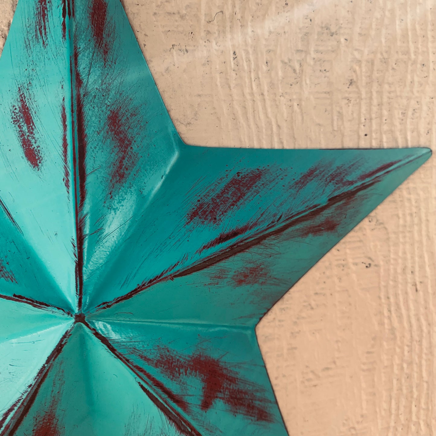 TURQUOISE DISTRESSED TWO TONE BARN STAR METAL ART WESTERN HOME DECOR HANDMADE NEW