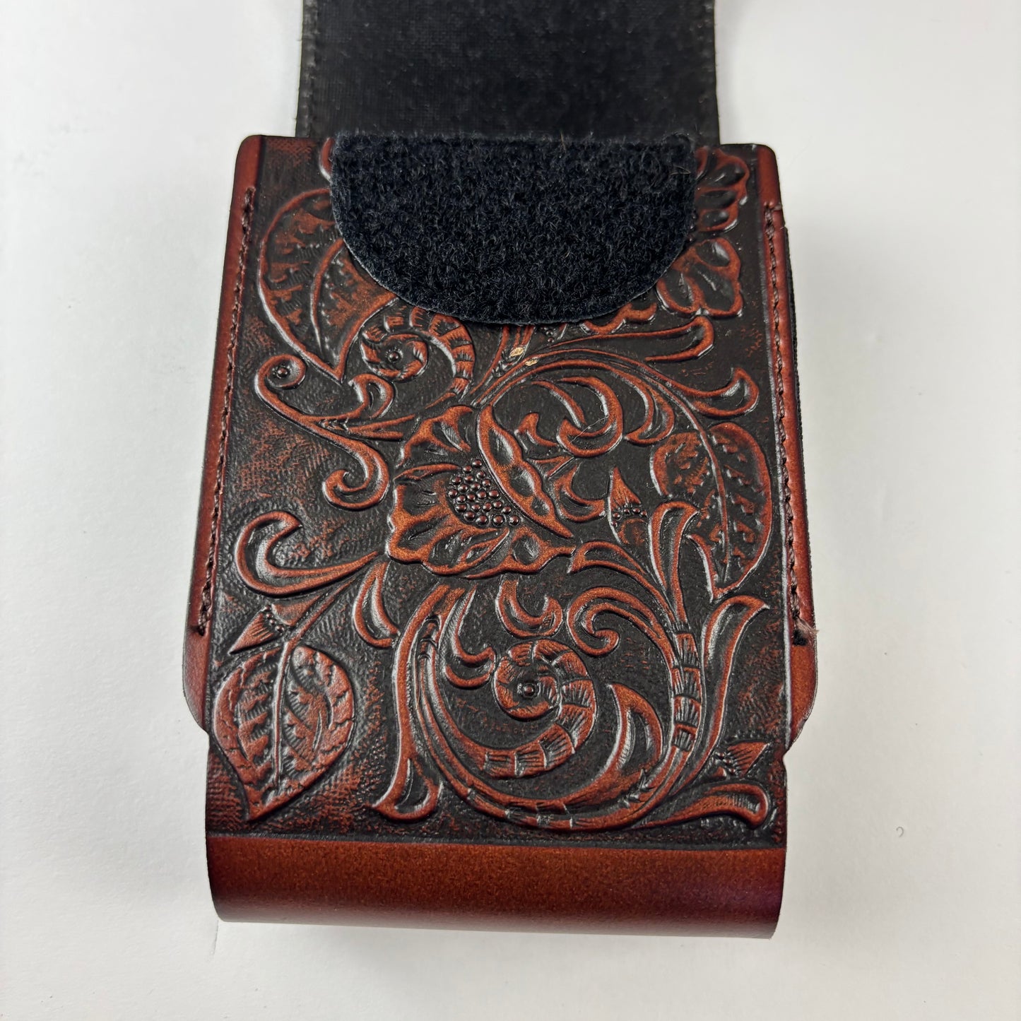 7" COWBOY PRAYER  LEATHER HOLSTER BROWN POUCH EXTRA LARGE  BELT LOOP CELL PHONE CASE UNIVERSAL OVERSIZE #EH13322
