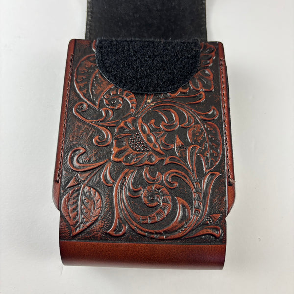 7" COWBOY PRAYER  LEATHER HOLSTER BROWN POUCH EXTRA LARGE  BELT LOOP CELL PHONE CASE UNIVERSAL OVERSIZE