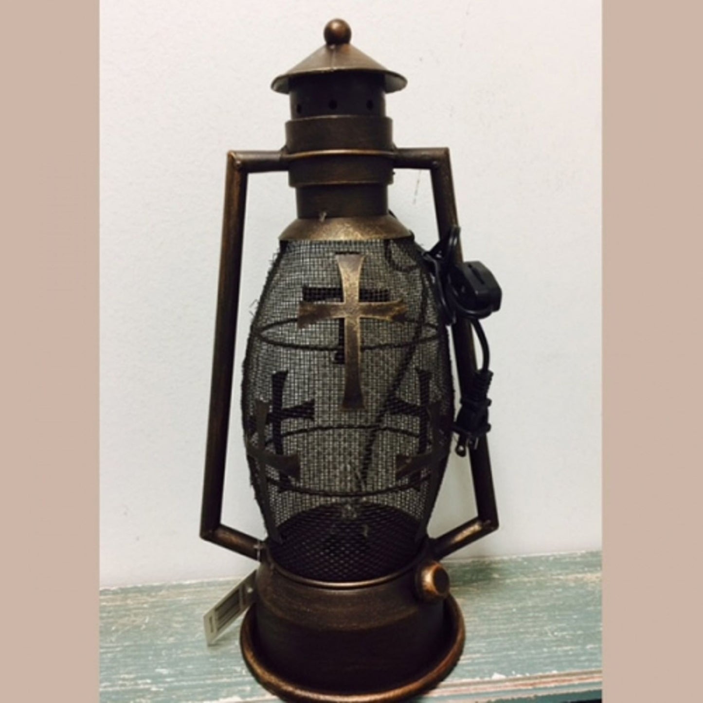 CROSS METAL ART ELECTRIC LANTERN LAMP WESTERN HOME DECOR LIGHTING #EH12726