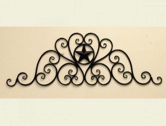 STAR SCROLL ART WORK METAL WALL DECOR WESTERN HOME DECOR BRONZE NEW 46.5" X 16" #EH12191