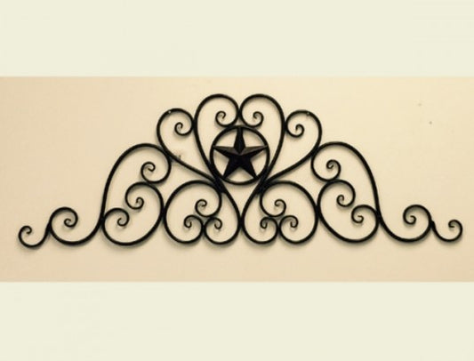STAR SCROLL ART WORK METAL WALL DECOR WESTERN HOME DECOR BRONZE NEW 46.5" X 16" #EH12191