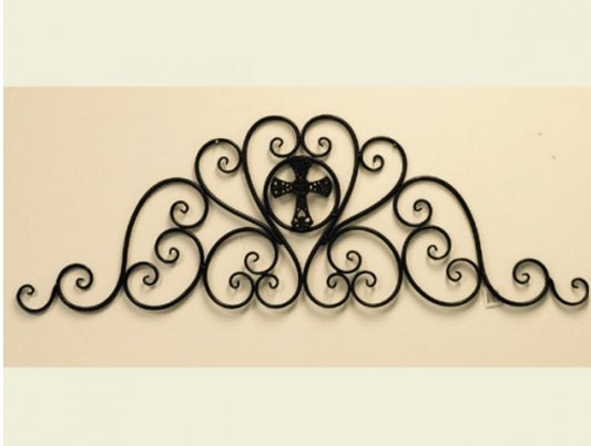 CROSS SCROLL ART WORK METAL WALL DECOR WESTERN HOME DECOR BRONZE NEW 46.5" X 16" #EH12192