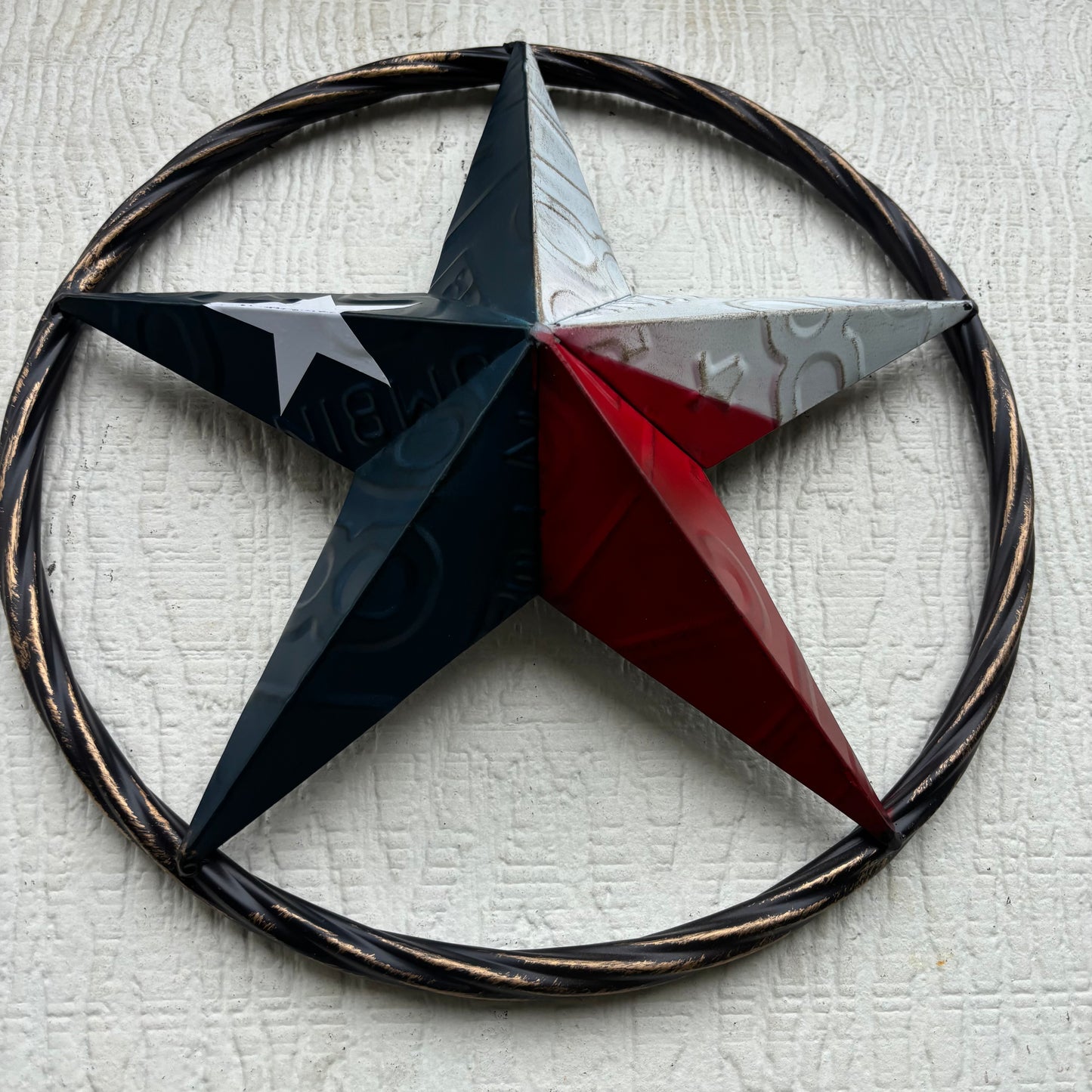 RED WHITE BLUE LICENSE PLATE METAL BARN LONESTAR WESTERN HOME DECOR HANDMADE EH13325