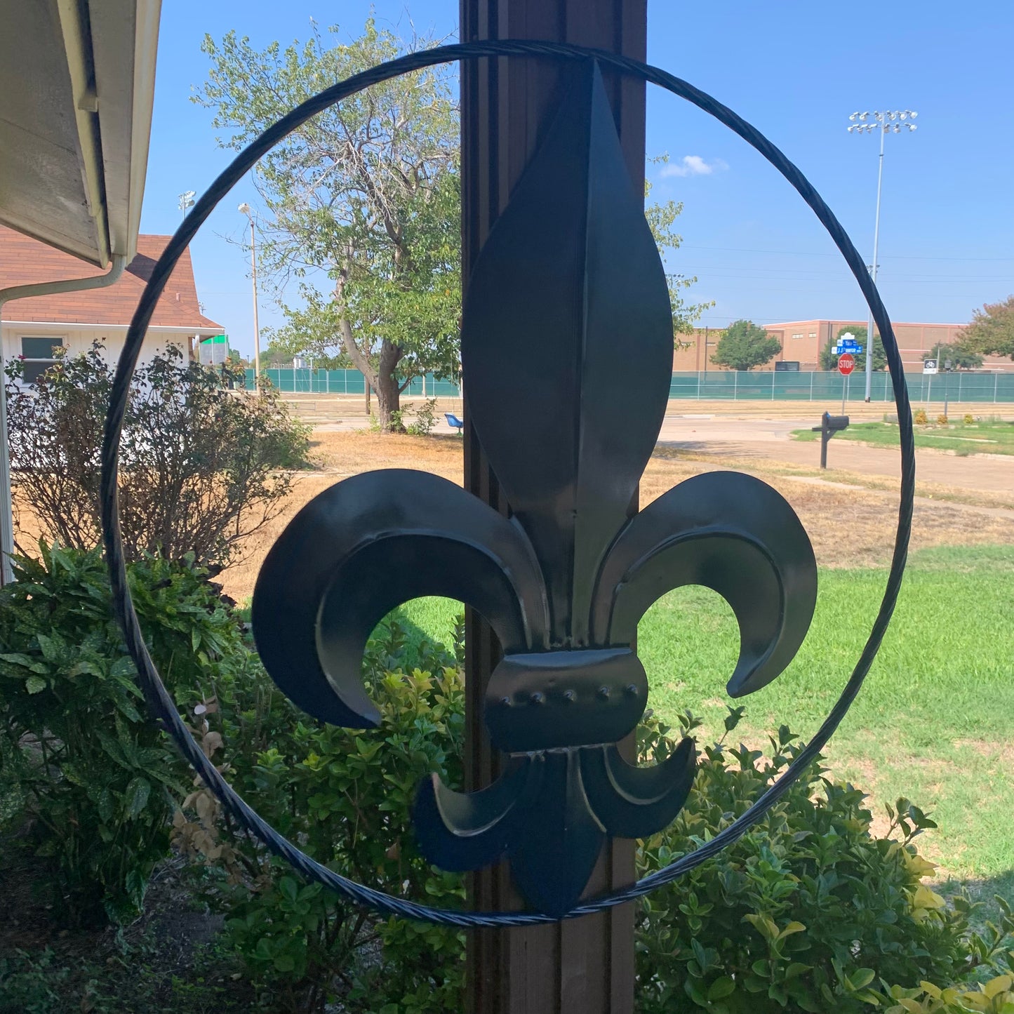 NAVY BLUE 24",36" FLEUR DE LIS METAL WALL ART SIGN WESTERN HOME DECOR HANDMADE NEW #EH10764