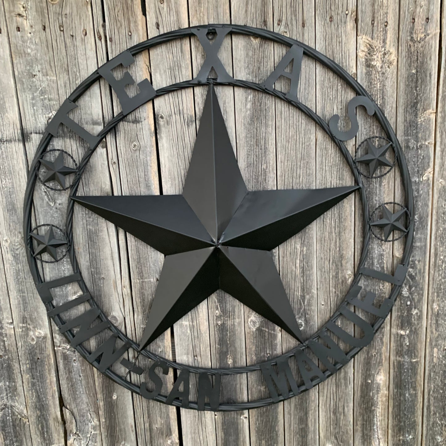 LINN SAN MANUEL STYLE YOUR CUSTOM NAME STAR METAL BARN LONE STAR 3d TWISTED ROPE RING WESTERN HOME DECOR HANDMADE NEW