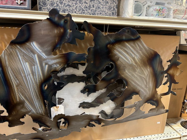 40" DOUBLE BEAR WALL LIGHT METAL ART ELECTRIC LAMP WESTERN HOME DECOR NEW LIGHTING #RA8953