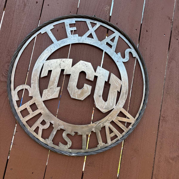 TCU TEXAS CHRISTIAN CUSTOM RAW METAL VINTAGE CRAFT TEAM SIGN UNPAINTED HANDMADE
