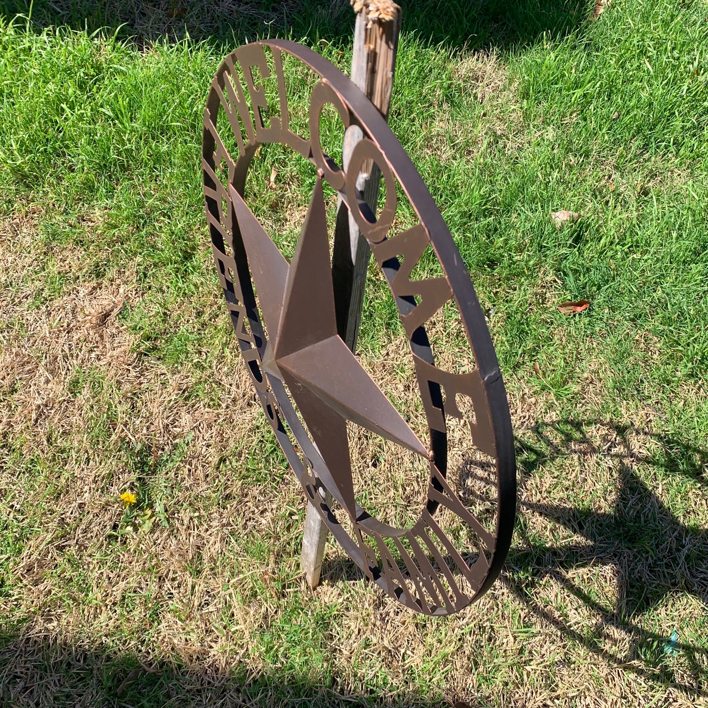 WELCOME FRIENDS FAMILY BARN METAL STAR WALL ART BRONZE WESTERN HOME DECOR HANDMADE NEW #EH13339