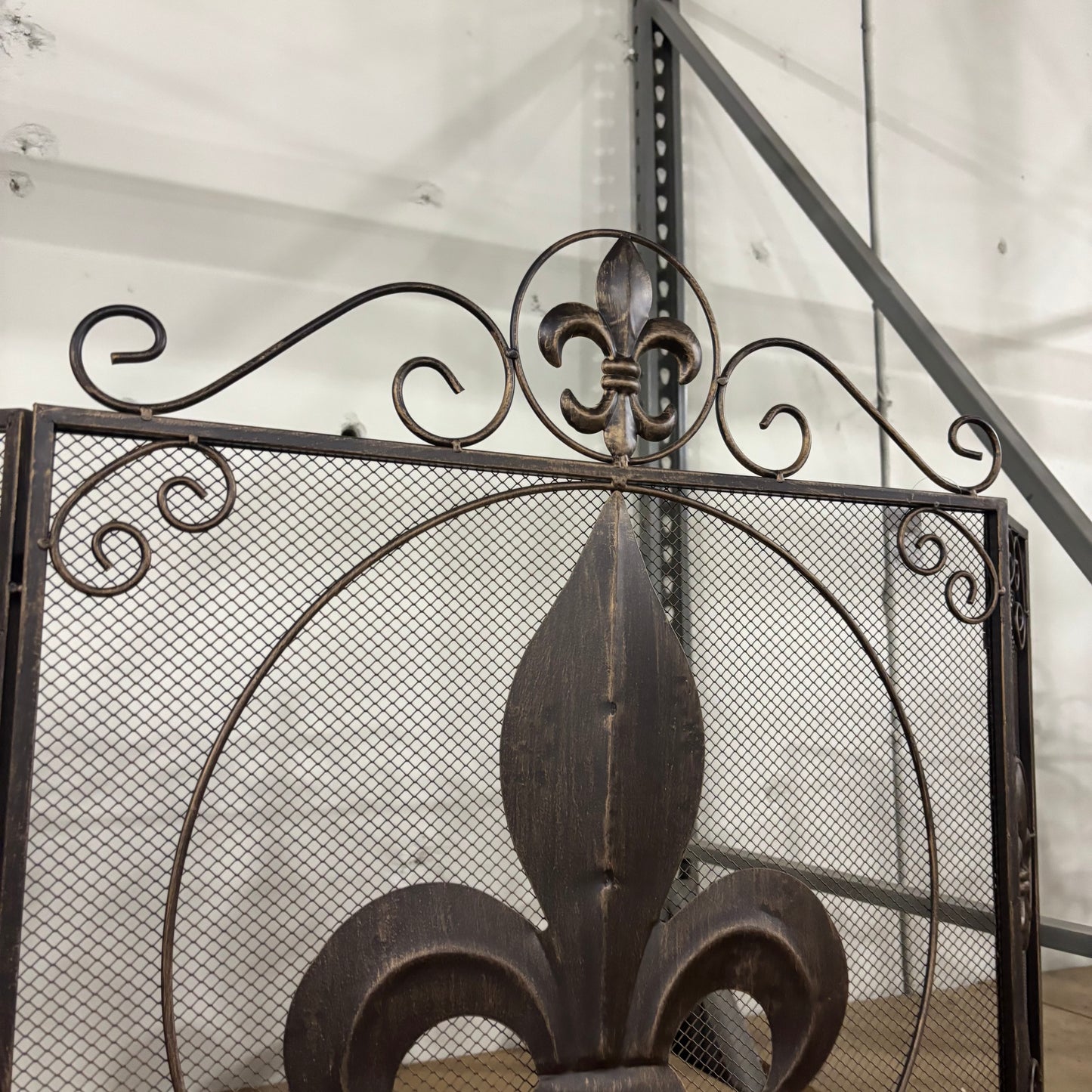 FLEUR DE LIS METAL FIREPLACE SCREEN 39" X 32.25" WESTERN HOME DECOR HANDMADE #EH80006
