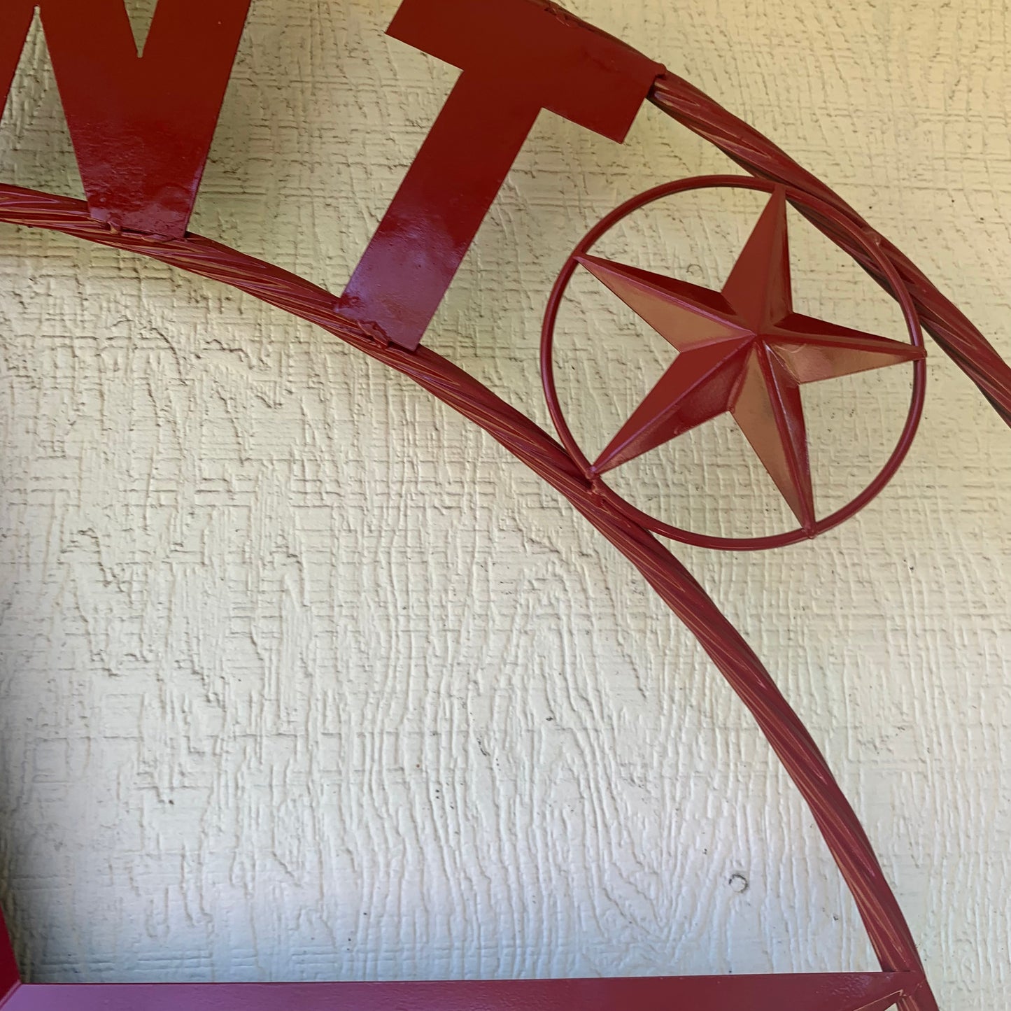 KENT STYLE YOUR CUSTOM STAR METAL NAME RUSTIC BURGUNDY RED CUSTOM 3d STAR METAL NAME BARN STAR TWISTED ROPE RING DESIGN METAL WALL ART HOME DECOR ANY SIZE
