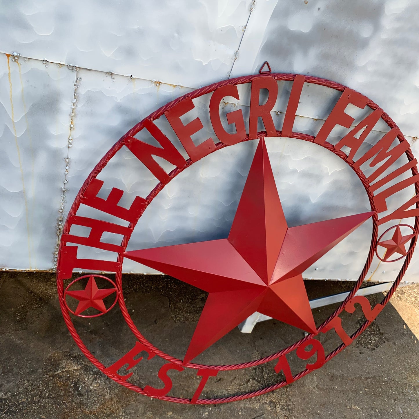 NEGRI FAMILY STYLE YOUR CUSTOM NAME STAR BARN STAR METAL LONE STAR WESTERN HOME DECOR RUSTIC BURGUNDY RED HANDMADE 24",32",36",50"