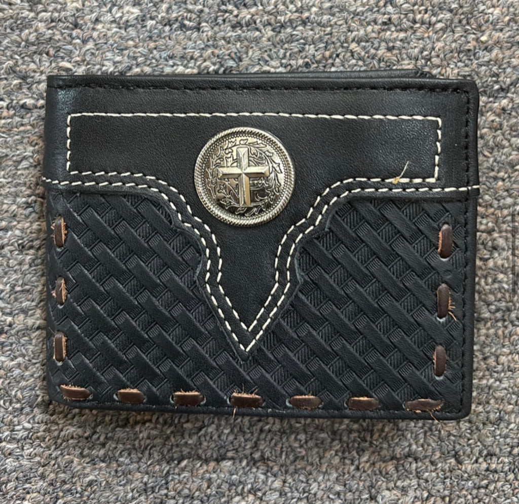 5" MEN'S CROSS BLACK WALLET GENUINE LEATHER BIFOLD WESTERN STYLE WALLET NEW