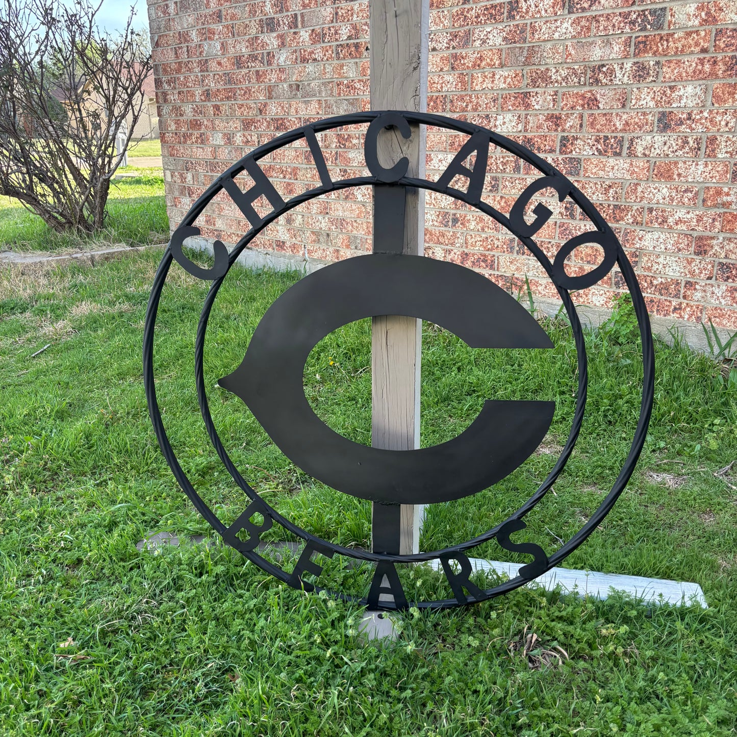 CHICAGO BEARS CUSTOM METAL VINTAGE CRAFT SIGN TEAM RISTIC BLACK HANDMADE